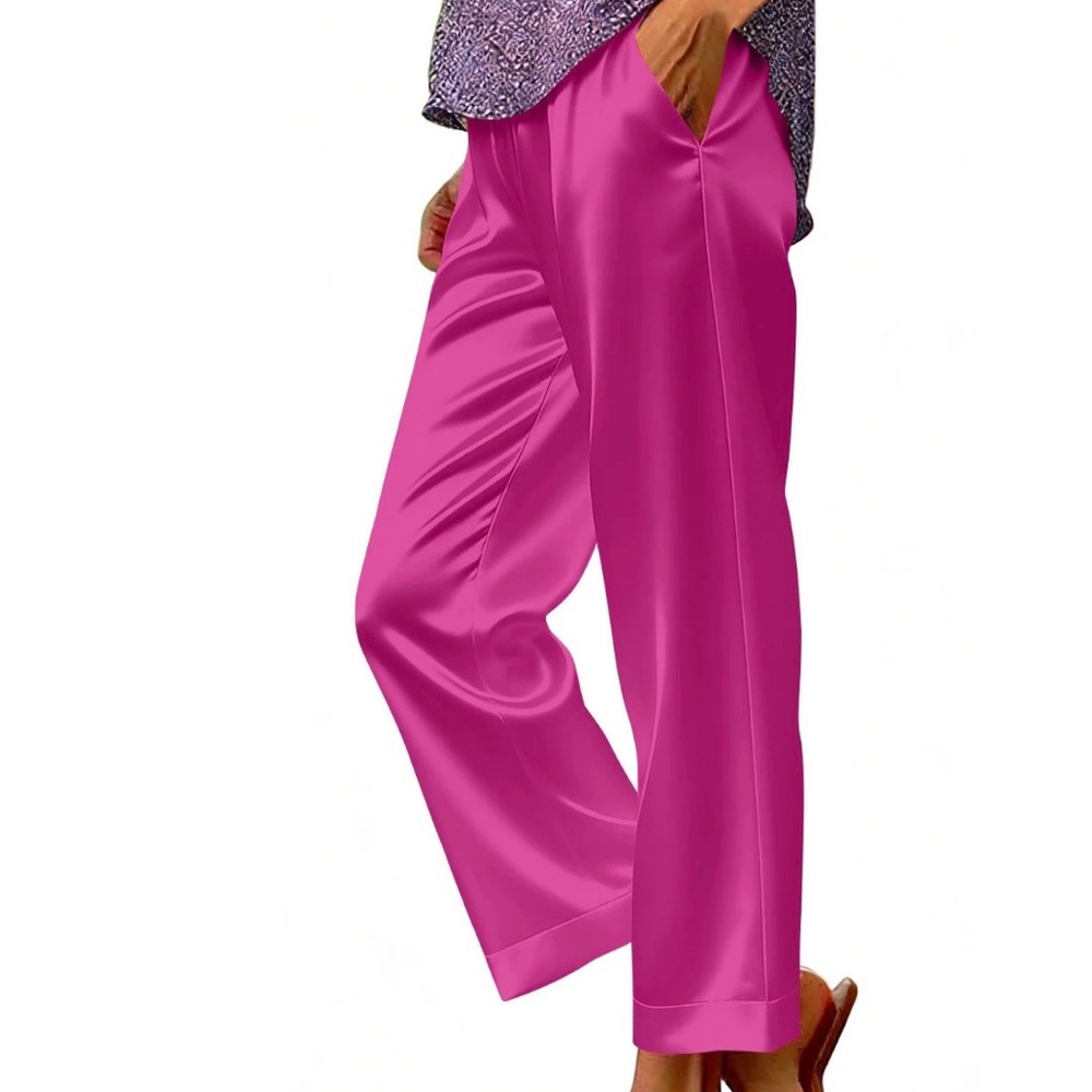 Sincerely Jules Fuchsia Satin Pants